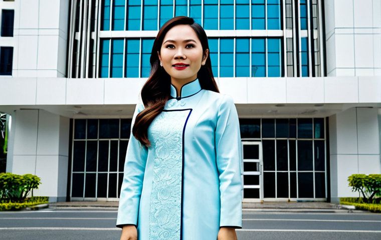 **

"A professional Vietnamese woman in a modest Ao Dai, standing confidently in front of a modern office building in Ho Chi Minh City, fully clothed, appropriate attire, safe for work, perfect anatomy, natural proportions, professional photography, high quality, family-friendly."

**