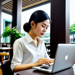 Professional in a Modern Vietnamese Setting**

"A young businesswoman in a modest Áo dài, working on a laptop at a coffee shop in Hanoi, Vietnam. Background features modern architecture and bustling city life. Fully clothed, appropriate attire, safe for work, perfect anatomy, natural proportions, professional photography, high quality, family-friendly."

**
