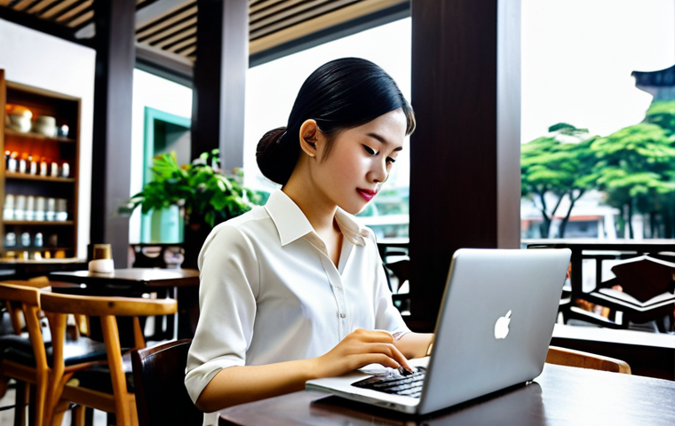Professional in a Modern Vietnamese Setting**

"A young businesswoman in a modest Áo dài, working on a laptop at a coffee shop in Hanoi, Vietnam. Background features modern architecture and bustling city life. Fully clothed, appropriate attire, safe for work, perfect anatomy, natural proportions, professional photography, high quality, family-friendly."

**