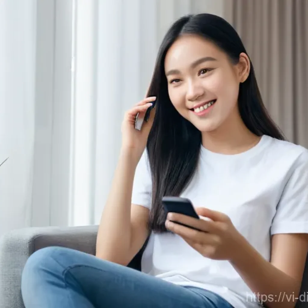 디지털 기기 사용을 위한 팁 - **Prompt:** A young Vietnamese woman, in her late 20s, with a friendly smile, is sitting comfortably...