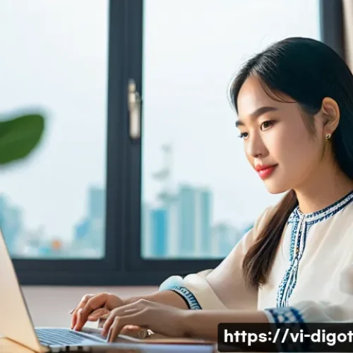 디지털 플랫폼의 선택 기준 - **Prompt 1 (Entrepreneurial Start-up Journey):**
    "A close-up of a young, determined Vietnamese f...