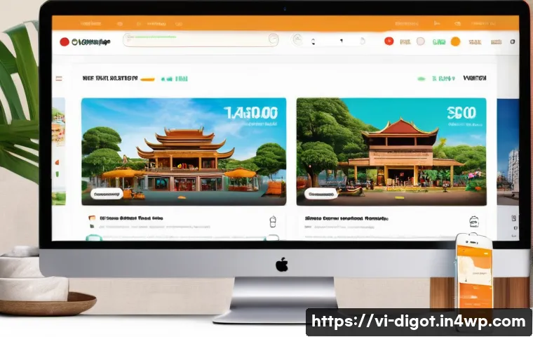디지털 플랫폼의 경쟁력 분석 - A vibrant digital marketplace interface inspired by Vietnamese e-commerce platforms like Tiki and Sh...