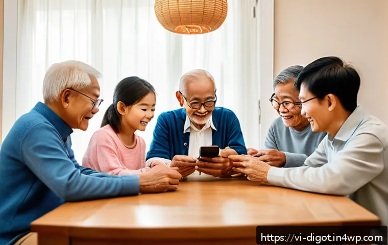 디지털 사회에서의 세대 간 갈등 해결 - A warm, detailed scene in a Vietnamese multigenerational family home showing three generations—Baby ...