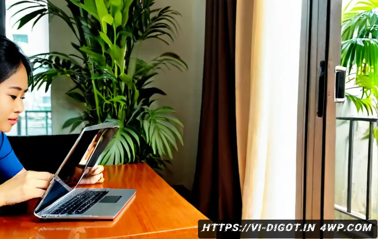 Home 31 디지털 환경에서의 자아 정체성 유지 - Photorealistic young Vietnamese woman seated at a clean apartment desk in Ho Chi Minh City, thoughtf...